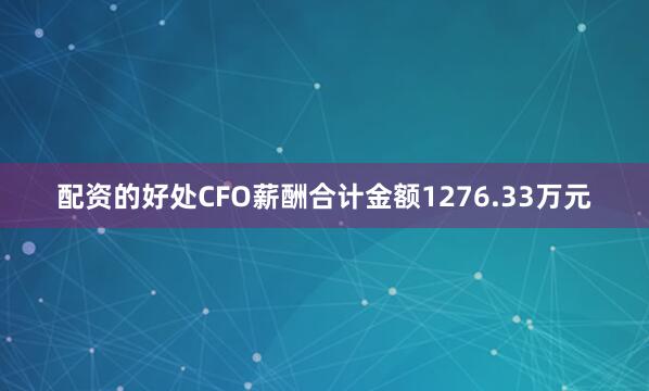 配资的好处CFO薪酬合计金额1276.33万元